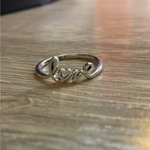 Pandora Silver Love Script Ring